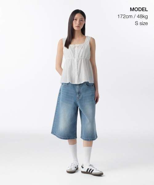 MUSINSA STANDARD WOMAN（ムシンサスタンダードウーマン）の「ウィメンズバーティカルテクスチャーボタンスリーブレストップ[ホワイト]（Tシャツ/カットソー・レディース・その他・X-SMALL/SMALL/MEDIUM/LARGE）」の13枚目の写真