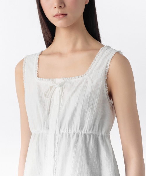MUSINSA STANDARD WOMAN（ムシンサスタンダードウーマン）の「ウィメンズバーティカルテクスチャーボタンスリーブレストップ[ホワイト]（Tシャツ/カットソー・レディース・その他・X-SMALL/SMALL/MEDIUM/LARGE）」の11枚目の写真