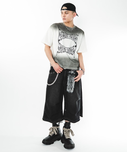 SHORT ROUND(ショートラウンド)の「SHORT ROUND/【26年春夏新作】パラシュートハトメショーツ(デニムパンツ・メンズ・ブラック系3/その他1/グレー・MEDIUM/LARGE)」の4枚目の写真