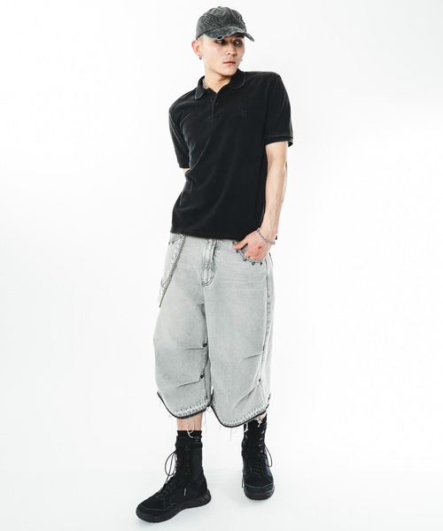 SHORT ROUND(ショートラウンド)の「SHORT ROUND/【26年春夏新作】パラシュートハトメショーツ(デニムパンツ・メンズ・ブラック系3/その他1/グレー・MEDIUM/LARGE)」の5枚目の写真