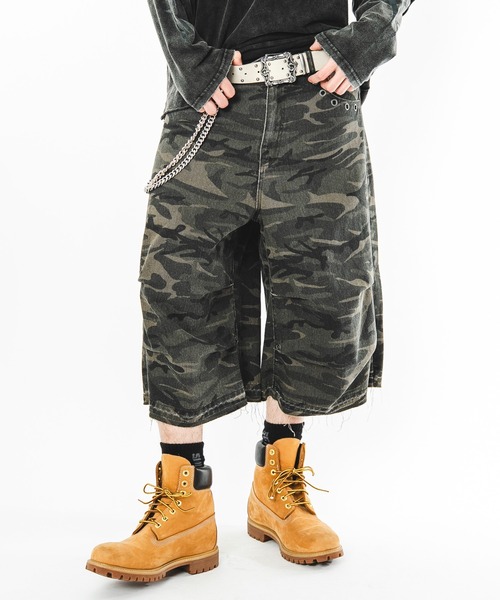 SHORT ROUND(ショートラウンド)の「SHORT ROUND/【26年春夏新作】パラシュートハトメショーツ(デニムパンツ・メンズ・ブラック系3/その他1/グレー・MEDIUM/LARGE)」の1枚目の写真