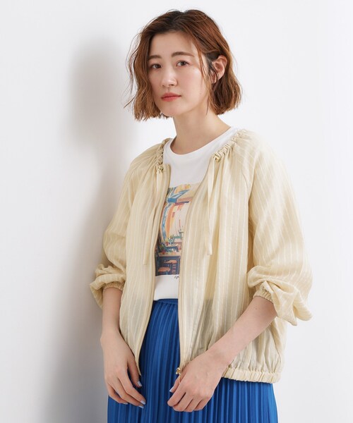 grove(グローブ)の「気温調整にも◎ブラウス感覚で羽織れるシアーブルゾン(ブルゾン・レディース・オフホワイト/ブラック/サックスブルー系2/ベージュ系その他6・02/03/01/04/05)」の16枚目の写真