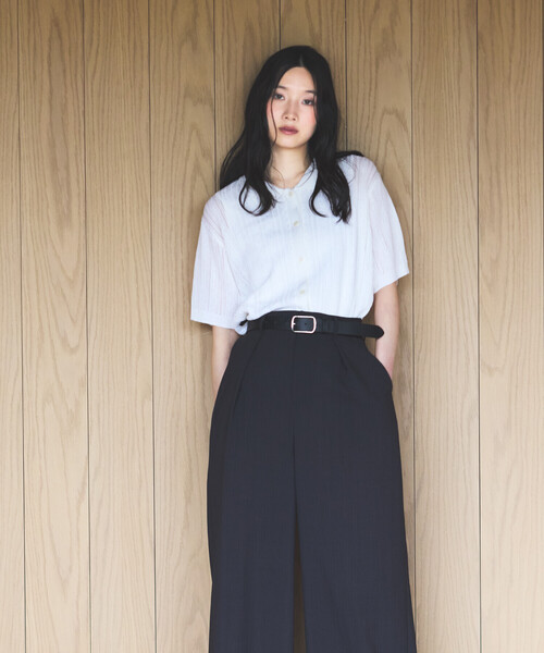 COMME CA ISM(コムサイズム)の「【ウォッシャブル】メッシュ ニットシャツ(ニット/セーター・レディース・ブラック/グリーン/ホワイト・FREE)」の4枚目の写真