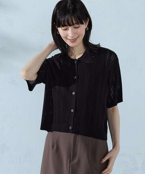 COMME CA ISM(コムサイズム)の「【ウォッシャブル】メッシュ ニットシャツ(ニット/セーター・レディース・ブラック/グリーン/ホワイト・FREE)」の16枚目の写真