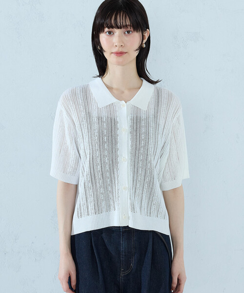 COMME CA ISM(コムサイズム)の「【ウォッシャブル】メッシュ ニットシャツ(ニット/セーター・レディース・ブラック/グリーン/ホワイト・FREE)」の20枚目の写真