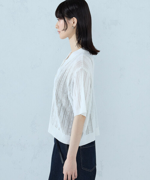 COMME CA ISM(コムサイズム)の「【ウォッシャブル】メッシュ ニットシャツ(ニット/セーター・レディース・ブラック/グリーン/ホワイト・FREE)」の21枚目の写真