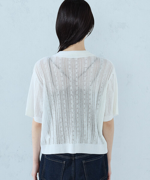 COMME CA ISM(コムサイズム)の「【ウォッシャブル】メッシュ ニットシャツ(ニット/セーター・レディース・ブラック/グリーン/ホワイト・FREE)」の22枚目の写真