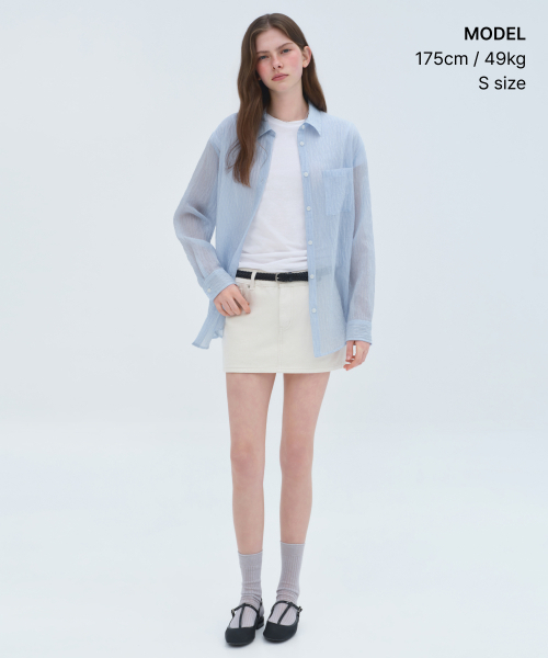 MUSINSA STANDARD WOMAN（ムシンサスタンダードウーマン）の「ウィメンズリラックスドストライプシアシャツ[スカイブルー]（シャツ/ブラウス・レディース・その他・X-SMALL/SMALL/MEDIUM/LARGE）」の2枚目の写真