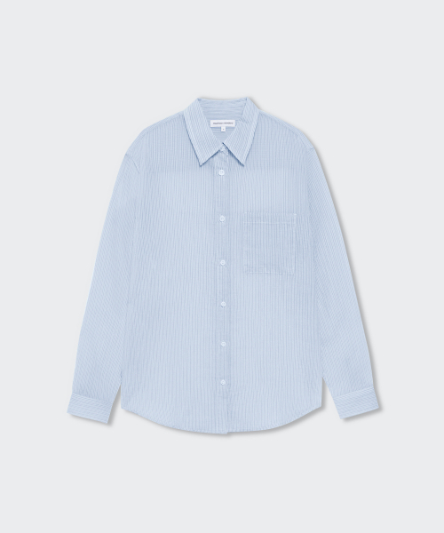 MUSINSA STANDARD WOMAN（ムシンサスタンダードウーマン）の「ウィメンズリラックスドストライプシアシャツ[スカイブルー]（シャツ/ブラウス・レディース・その他・X-SMALL/SMALL/MEDIUM/LARGE）」の4枚目の写真
