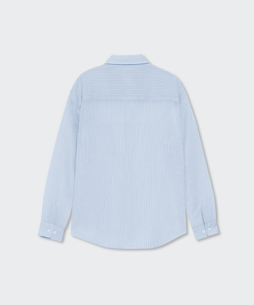 MUSINSA STANDARD WOMAN（ムシンサスタンダードウーマン）の「ウィメンズリラックスドストライプシアシャツ[スカイブルー]（シャツ/ブラウス・レディース・その他・X-SMALL/SMALL/MEDIUM/LARGE）」の5枚目の写真