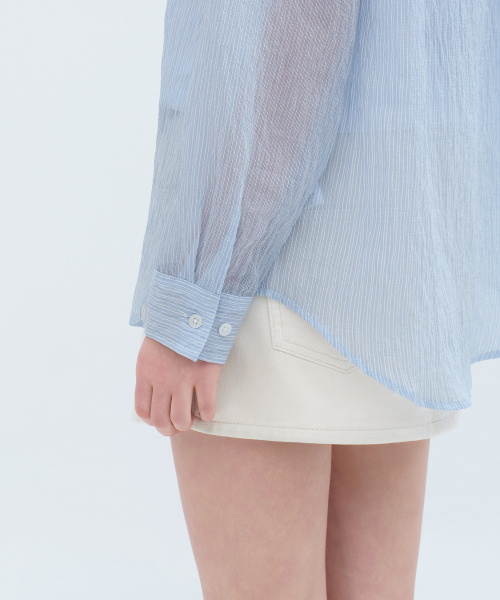 MUSINSA STANDARD WOMAN（ムシンサスタンダードウーマン）の「ウィメンズリラックスドストライプシアシャツ[スカイブルー]（シャツ/ブラウス・レディース・その他・X-SMALL/SMALL/MEDIUM/LARGE）」の8枚目の写真