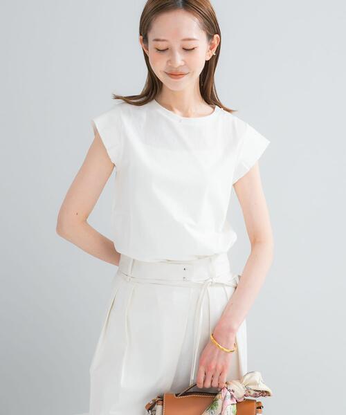 URBAN RESEARCH ROSSO WOMEN(アーバンリサーチ ロッソ)の「クールタッチスーピマコットンフレンチTシャツ(Tシャツ/カットソー・レディース・レッド/ブラウン/ブラック/オフホワイト・FREE)」の9枚目の写真