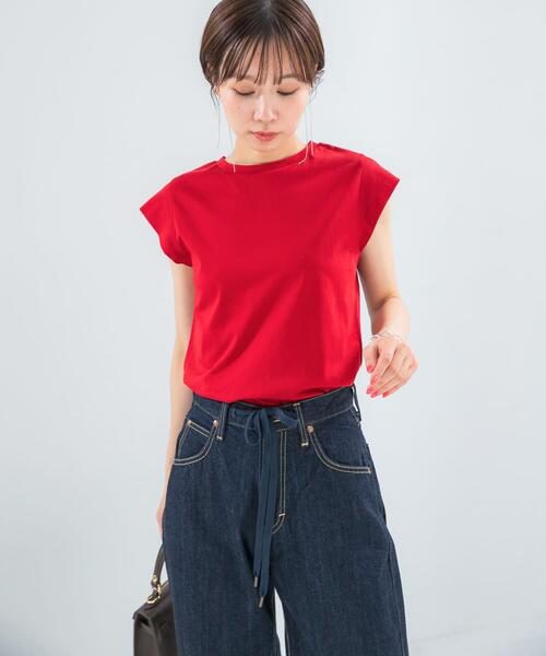 URBAN RESEARCH ROSSO WOMEN(アーバンリサーチ ロッソ)の「クールタッチスーピマコットンフレンチTシャツ(Tシャツ/カットソー・レディース・レッド/ブラウン/ブラック/オフホワイト・FREE)」の13枚目の写真