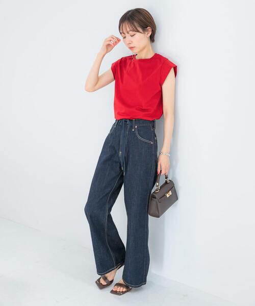 URBAN RESEARCH ROSSO WOMEN(アーバンリサーチ ロッソ)の「クールタッチスーピマコットンフレンチTシャツ(Tシャツ/カットソー・レディース・レッド/ブラウン/ブラック/オフホワイト・FREE)」の14枚目の写真
