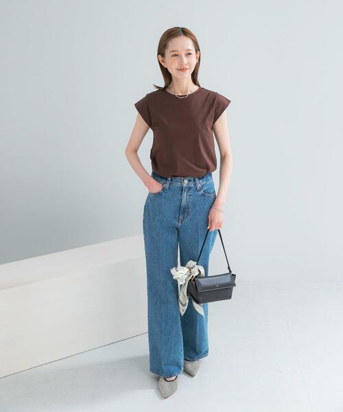 URBAN RESEARCH ROSSO WOMEN(アーバンリサーチ ロッソ)の「クールタッチスーピマコットンフレンチTシャツ(Tシャツ/カットソー・レディース・レッド/ブラウン/ブラック/オフホワイト・FREE)」の20枚目の写真