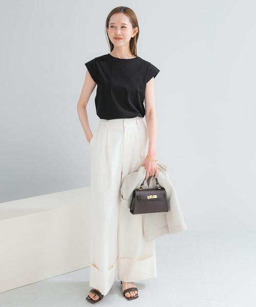 URBAN RESEARCH ROSSO WOMEN（アーバンリサーチ　ロッソ）の「クールタッチスーピマコットンフレンチTシャツ（Tシャツ/カットソー・レディース・レッド/ブラウン/ブラック/オフホワイト・FREE）」の13枚目の写真