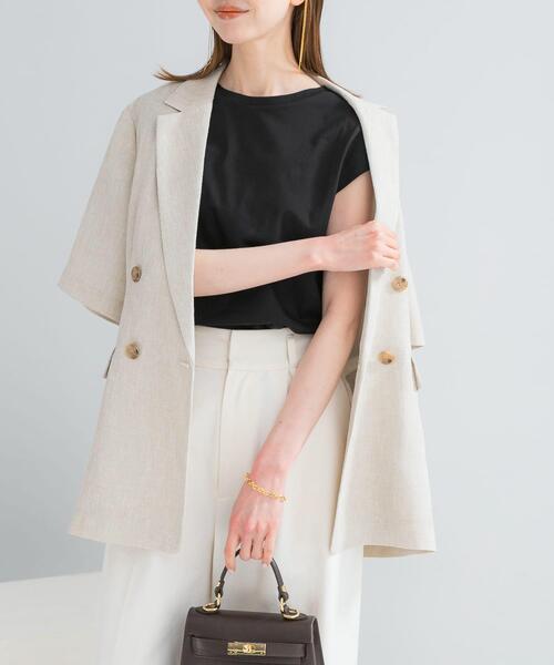 URBAN RESEARCH ROSSO WOMEN（アーバンリサーチ　ロッソ）の「クールタッチスーピマコットンフレンチTシャツ（Tシャツ/カットソー・レディース・レッド/ブラウン/ブラック/オフホワイト・FREE）」の14枚目の写真