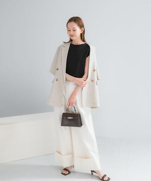 URBAN RESEARCH ROSSO WOMEN（アーバンリサーチ　ロッソ）の「クールタッチスーピマコットンフレンチTシャツ（Tシャツ/カットソー・レディース・レッド/ブラウン/ブラック/オフホワイト・FREE）」の15枚目の写真