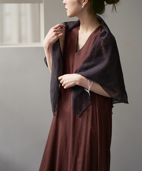 THROW/スロー Linen Cross Mesh Scarf（ストール/ショール）｜THROW