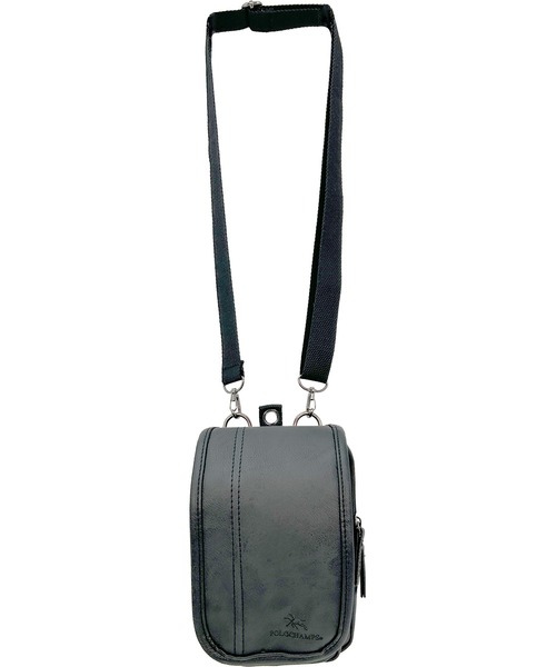 POLOCHAMPS(ポロチャンプス)の「POLOCHAMPS/ポロチャンプス 合皮フラップミニショルダー/シザーバッグ/スマホポーチ(ショルダーバッグ・メンズ・ブラック/グレー・FREE)」の1枚目の写真