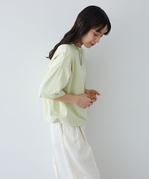 CRAFT STANDARD BOUTIQUE（クラフトスタンダードブティック）の「接触冷感 バイカラーヘムプルオーバー（Tシャツ/カットソー・レディース・グレー/オフホワイト/ライトグリーン/ネイビー・FREE）」の10枚目の写真