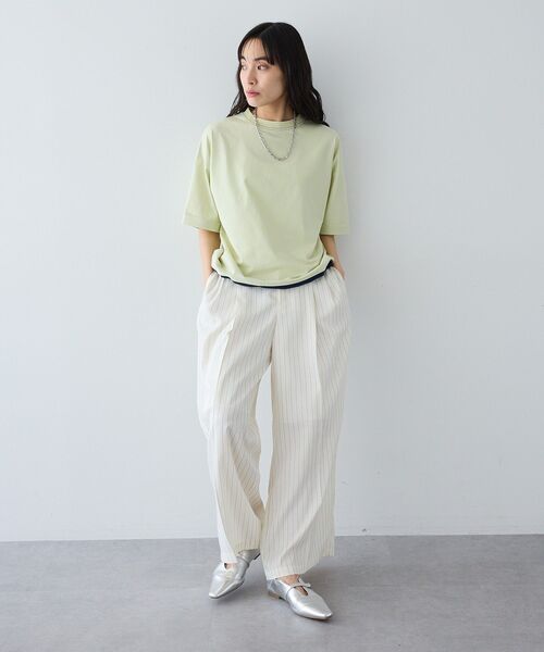 CRAFT STANDARD BOUTIQUE（クラフトスタンダードブティック）の「接触冷感 バイカラーヘムプルオーバー（Tシャツ/カットソー・レディース・グレー/オフホワイト/ライトグリーン/ネイビー・FREE）」の13枚目の写真