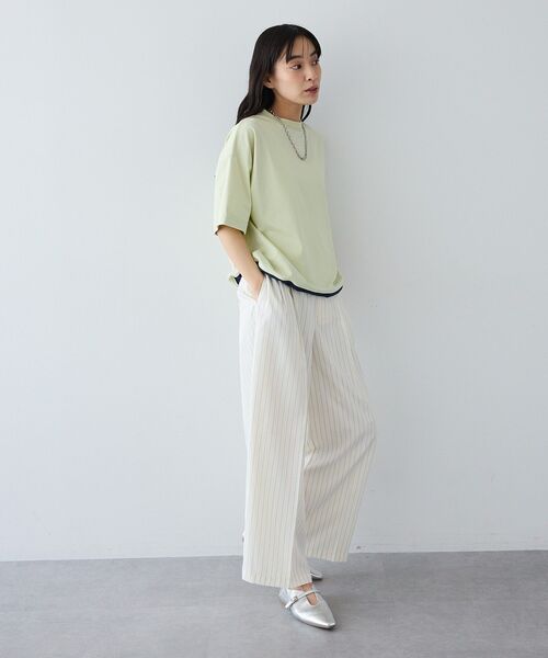 CRAFT STANDARD BOUTIQUE（クラフトスタンダードブティック）の「接触冷感 バイカラーヘムプルオーバー（Tシャツ/カットソー・レディース・グレー/オフホワイト/ライトグリーン/ネイビー・FREE）」の14枚目の写真