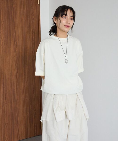 CRAFT STANDARD BOUTIQUE（クラフトスタンダードブティック）の「接触冷感 バイカラーヘムプルオーバー（Tシャツ/カットソー・レディース・グレー/オフホワイト/ライトグリーン/ネイビー・FREE）」の18枚目の写真