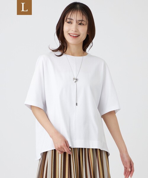 TRANS WORK(トランスワーク)の「【L】【ウォッシャブル】コットンスムースカットソー(Tシャツ/カットソー・レディース・レッド/ブラック/ホワイト・44)」の1枚目の写真