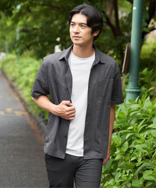 ikka(イッカ)の「【接触冷感】GOKU楽 AIR冷感シャツ【セットアップ対応】(シャツ/ブラウス・メンズ・ブラック/ネイビー/グレー/ライトグレー/ベージュ・XL/L/M/S)」の6枚目の写真