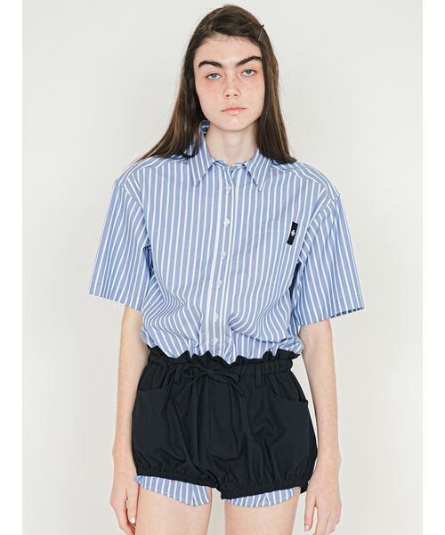 SORIN(ソリン )の「Shirt Docking Rompers/シャツドッキングジャンプスーツ(つなぎ/オールインワン・レディース・サックスブルー/ストライプ/ホワイト・38)」の1枚目の写真