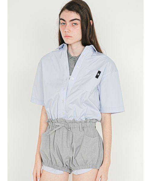 SORIN(ソリン )の「Shirt Docking Rompers/シャツドッキングジャンプスーツ(つなぎ/オールインワン・レディース・サックスブルー/ストライプ/ホワイト・38)」の3枚目の写真