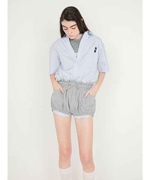 SORIN(ソリン )の「Shirt Docking Rompers/シャツドッキングジャンプスーツ(つなぎ/オールインワン・レディース・サックスブルー/ストライプ/ホワイト・38)」の4枚目の写真