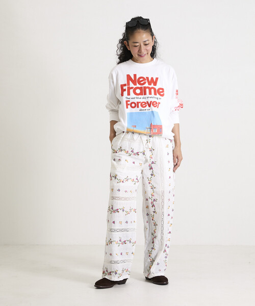 Freada(フリーダ)の「Freada/フリーダ ドビー花刺繍×レースパンツ(その他パンツ・レディース・ブラック/ホワイト・ONE SIZE)」の4枚目の写真