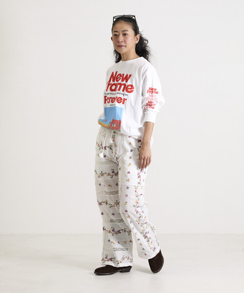 Freada(フリーダ)の「Freada/フリーダ ドビー花刺繍×レースパンツ(その他パンツ・レディース・ブラック/ホワイト・ONE SIZE)」の5枚目の写真