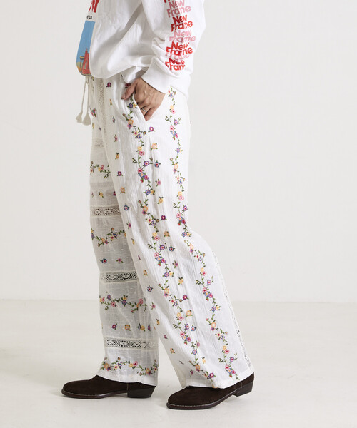Freada(フリーダ)の「Freada/フリーダ ドビー花刺繍×レースパンツ(その他パンツ・レディース・ブラック/ホワイト・ONE SIZE)」の9枚目の写真