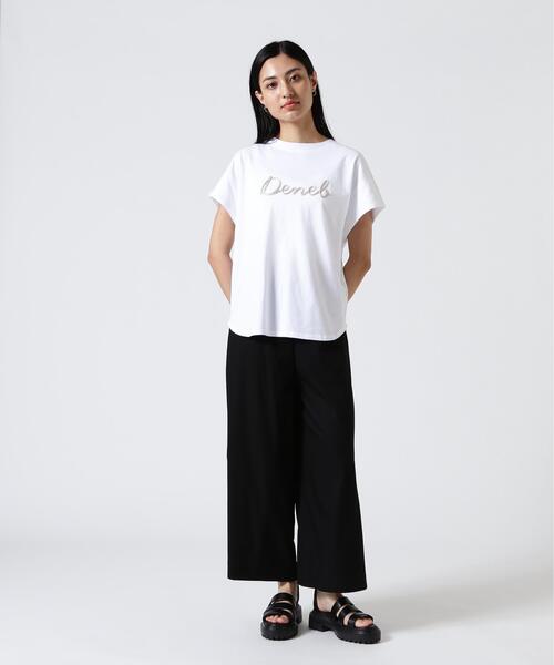 Munich(ミューニック)の「Munich(ミューニック)ロゴ刺繍Tシャツ(Tシャツ/カットソー・レディース・モスグリーン/ホワイト系2・F)」の3枚目の写真
