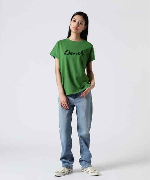 Munich(ミューニック)の「Munich(ミューニック)ロゴ刺繍Tシャツ(Tシャツ/カットソー・レディース・モスグリーン/ホワイト系2・F)」の13枚目の写真