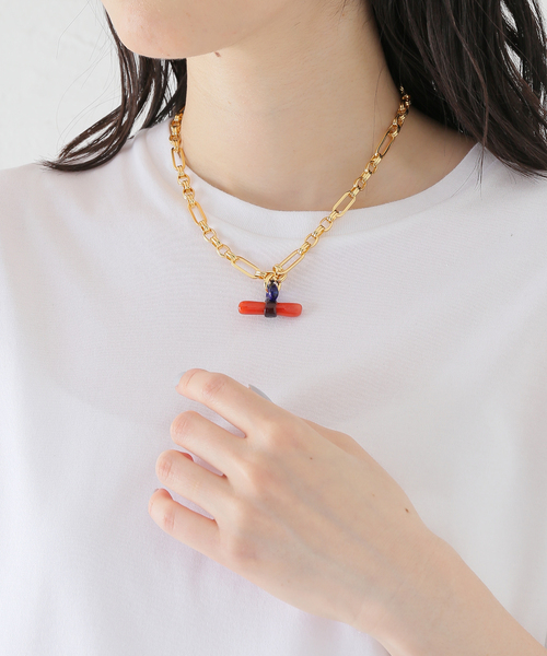 JOURNAL STANDARD(ジャーナルスタンダード)の「【SANDRALEXANDRA/サンドラアレキサンドラ】 T-BAR GLASS MIXED CHAIN N(ネックレス・レディース・ピンク・FREE)」の2枚目の写真