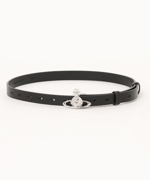 Vivienne Westwood(ヴィヴィアンウエストウッド)の「SMALL ORB BUCKLE BELT/SILVER(ベルト・レディース・ブラック・S/M)」の1枚目の写真