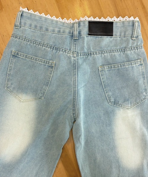core core(コアコア)の「ウエストレースレイヤード風フレアデニムパンツ(デニムパンツ・レディース・ライトブルー・L/M/S)」の4枚目の写真