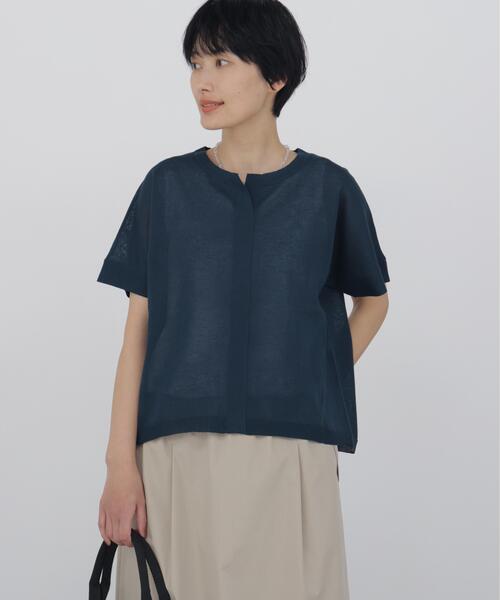 ◇【名品 / ウォッシャブル】シアーハイゲージキーネックプルオーバー