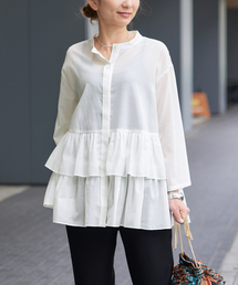 イエナ  ヴェルメイユパー 20AW グラフィックロゴ ロングシャツ アイボリー VERMEIL par iena｜ヴェルメイユパーイエナのシャツ/ブラウス