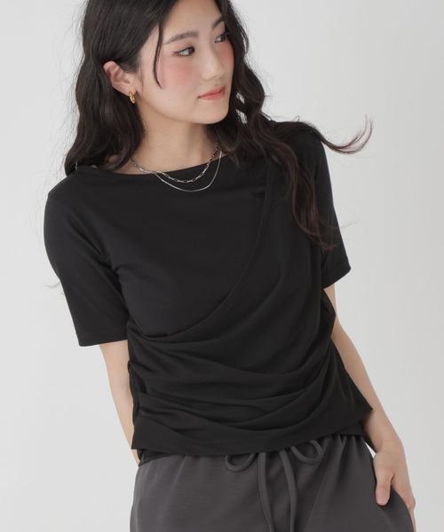 GLOBAL WORK(グローバルワーク)の「フェイクレイヤード半袖T/684071(Tシャツ/カットソー・レディース・ホワイト/ブラック・LARGE/MEDIUM)」の4枚目の写真