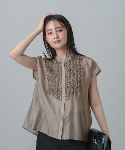 GLOBAL WORK(グローバルワーク)の「MATINEE LINE/シアーフリルフレンチブラウス/678468(シャツ/ブラウス・レディース・ダークネイビー/ミント/ベージュ・LARGE/MEDIUM)」の7枚目の写真