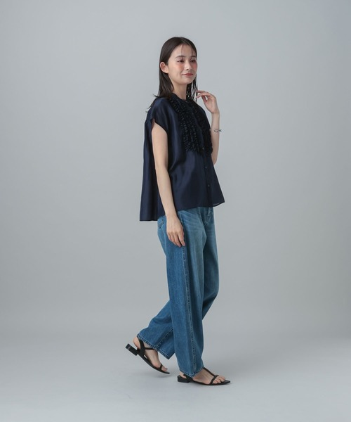 GLOBAL WORK(グローバルワーク)の「MATINEE LINE/シアーフリルフレンチブラウス/678468(シャツ/ブラウス・レディース・ダークネイビー/ミント/ベージュ・LARGE/MEDIUM)」の15枚目の写真
