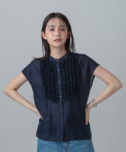 GLOBAL WORK(グローバルワーク)の「MATINEE LINE/シアーフリルフレンチブラウス/678468(シャツ/ブラウス・レディース・ダークネイビー/ミント/ベージュ・LARGE/MEDIUM)」の16枚目の写真