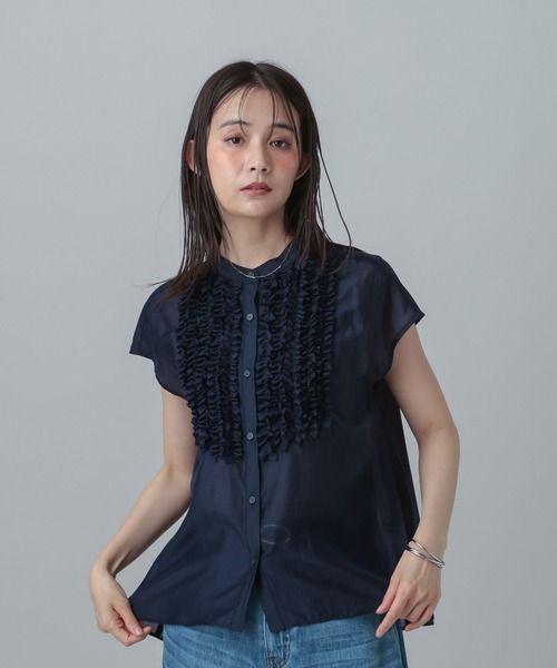 GLOBAL WORK(グローバルワーク)の「MATINEE LINE/シアーフリルフレンチブラウス/678468(シャツ/ブラウス・レディース・ダークネイビー/ミント/ベージュ・LARGE/MEDIUM)」の18枚目の写真