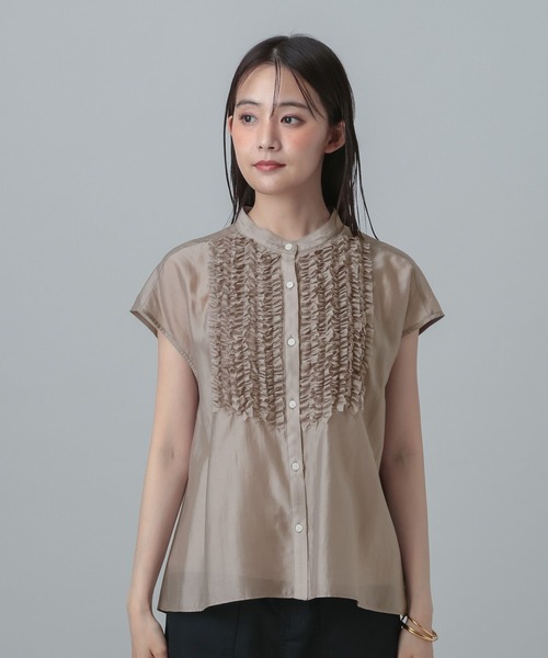 GLOBAL WORK(グローバルワーク)の「MATINEE LINE/シアーフリルフレンチブラウス/678468(シャツ/ブラウス・レディース・ダークネイビー/ミント/ベージュ・LARGE/MEDIUM)」の19枚目の写真