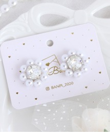 【バンピ】パールフラワービジューピアス